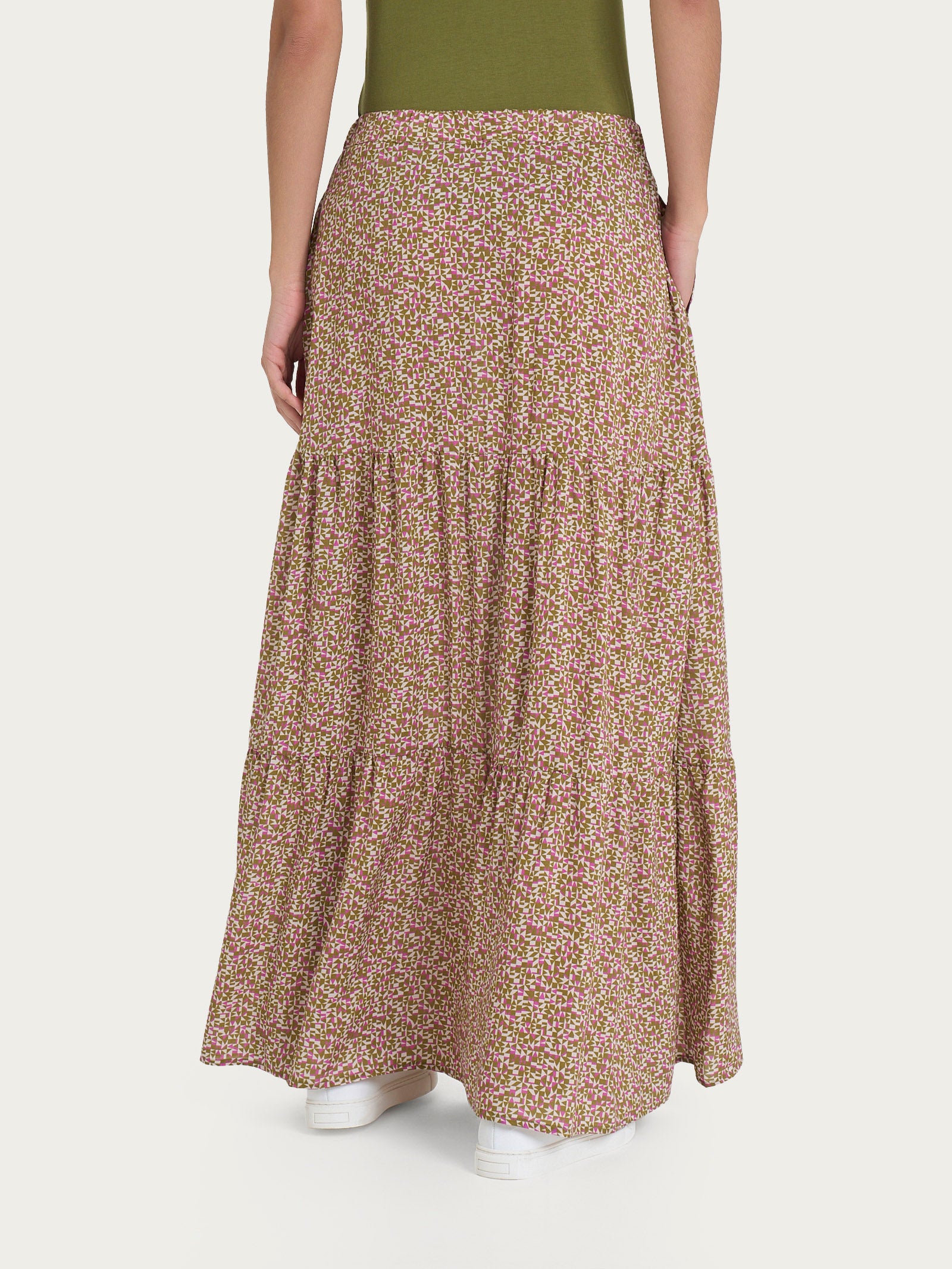 Gonna lunga con micro geometric pattern in Ecoseta Viola Donna - Ragno