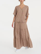 Gonna lunga con micro geometric pattern in Ecoseta Viola Donna - Ragno