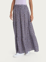 Gonna lunga con micro geometric pattern in Ecoseta Rosa Donna - Ragno