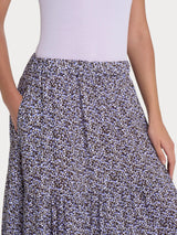 Gonna lunga con micro geometric pattern in Ecoseta Rosa Donna - Ragno