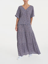 Gonna lunga con micro geometric pattern in Ecoseta Rosa Donna - Ragno