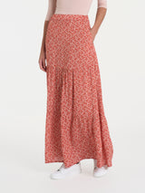 Gonna lunga con micro geometric pattern in Ecoseta Rosa Donna - Ragno
