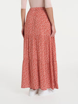 Gonna lunga con micro geometric pattern in Ecoseta Rosa Donna - Ragno