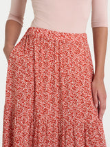 Gonna lunga con micro geometric pattern in Ecoseta Rosa Donna - Ragno