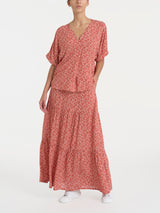 Gonna lunga con micro geometric pattern in Ecoseta Rosa Donna - Ragno