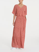Gonna lunga con micro geometric pattern in Ecoseta Rosa Donna - Ragno