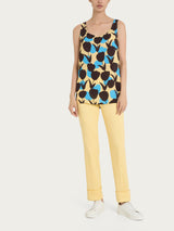 Top smanicato con macro tulips pattern in Ecoseta Azzurri Donna - Ragno