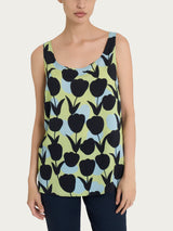 Top smanicato con macro tulips pattern in Ecoseta Verdi Donna - Ragno