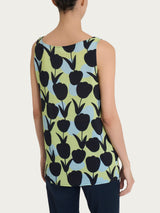 Top smanicato con macro tulips pattern in Ecoseta Verdi Donna - Ragno