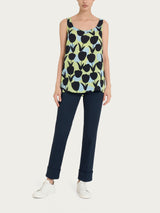 Top smanicato con macro tulips pattern in Ecoseta Verdi Donna - Ragno