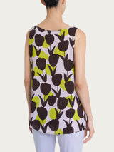 Top smanicato con macro tulips pattern in Ecoseta Verdi Donna - Ragno