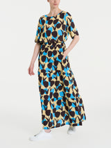 Blusa girocollo con macro tulips pattern in Ecoseta Azzurri Donna - Ragno