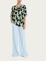 Blusa girocollo con macro tulips pattern in Ecoseta Verdi Donna - Ragno