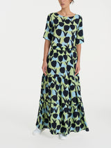 Blusa girocollo con macro tulips pattern in Ecoseta Verdi Donna - Ragno