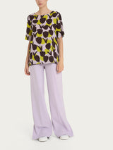 Blusa girocollo con macro tulips pattern in Ecoseta Verdi Donna - Ragno