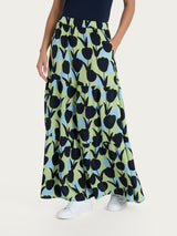 Gonna lunga con macro tulips pattern in Ecoseta Verdi Donna - Ragno