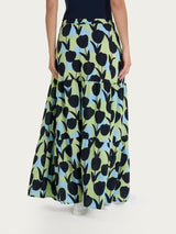 Gonna lunga con macro tulips pattern in Ecoseta Verdi Donna - Ragno