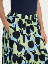 Gonna lunga con macro tulips pattern in Ecoseta Verdi Donna - Ragno