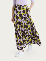 Gonna lunga con macro tulips pattern in Ecoseta Verdi Donna - Ragno
