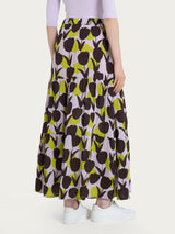 Gonna lunga con macro tulips pattern in Ecoseta Verdi Donna - Ragno