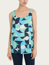 Top smanicato con geometric pattern in Ecoseta Verdi Donna - Ragno