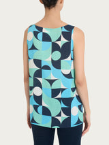 Top smanicato con geometric pattern in Ecoseta Verdi Donna - Ragno