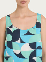 Top smanicato con geometric pattern in Ecoseta Verdi Donna - Ragno