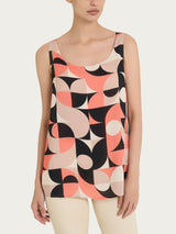 Top smanicato con geometric pattern in Ecoseta Marroni Donna - Ragno