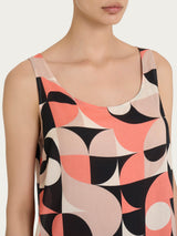 Top smanicato con geometric pattern in Ecoseta Marroni Donna - Ragno
