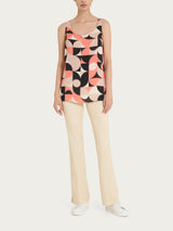 Top smanicato con geometric pattern in Ecoseta Marroni Donna - Ragno