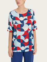 Blusa girocollo in Ecoseta Blu Donna - Ragno