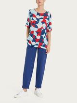 Blusa girocollo in Ecoseta Blu Donna - Ragno