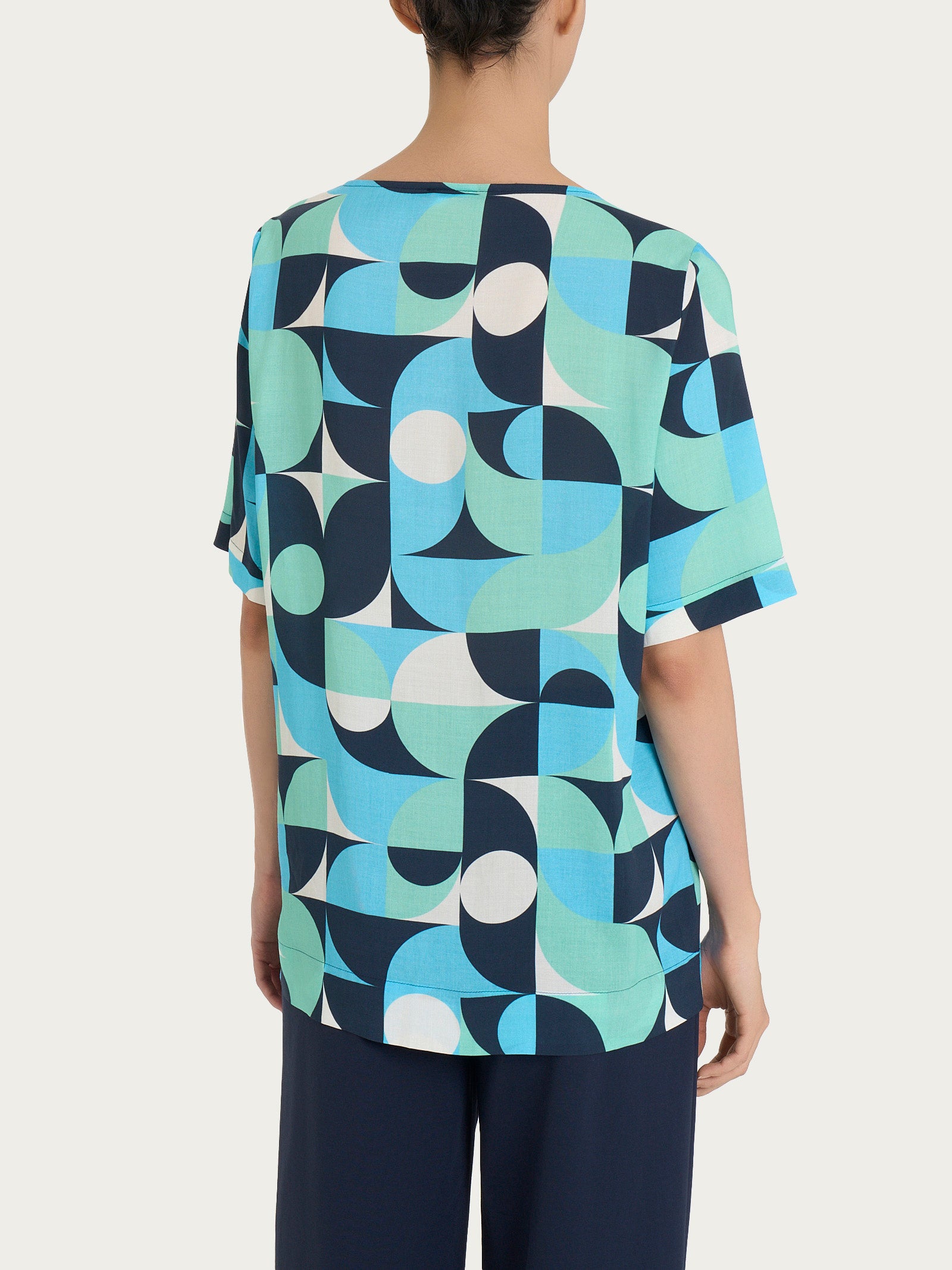 Blusa girocollo in Ecoseta Verdi Donna - Ragno