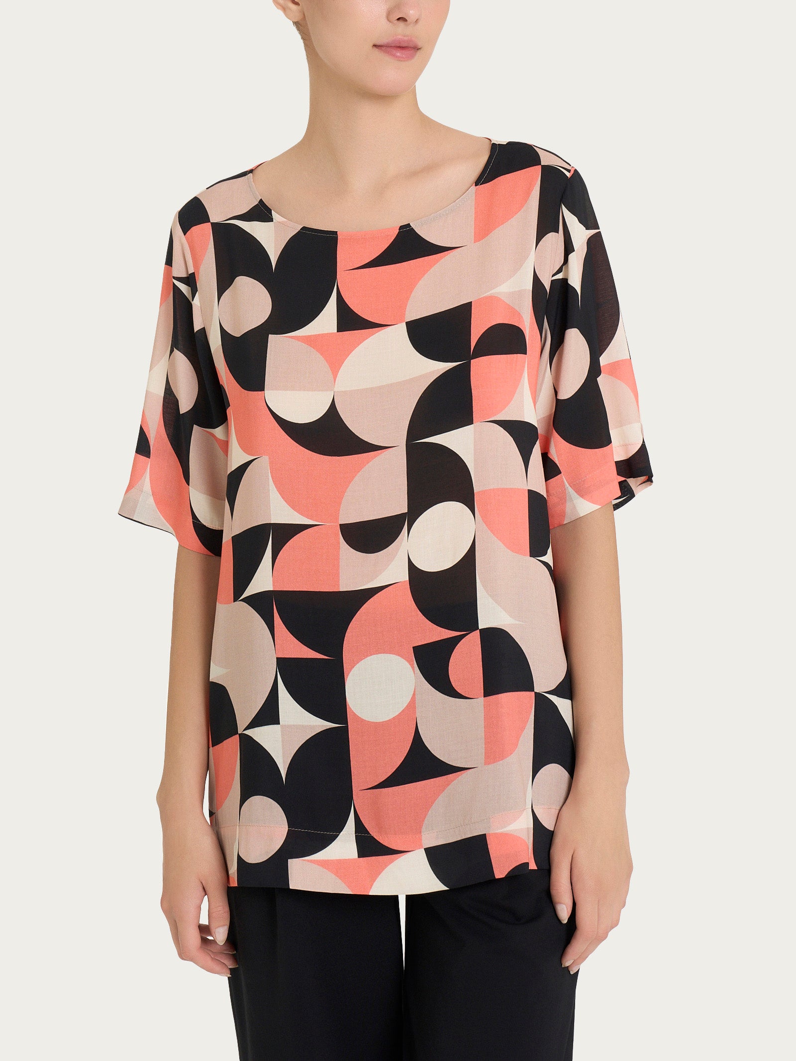 Blusa girocollo in Ecoseta Marroni Donna - Ragno