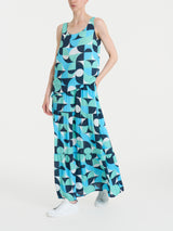 Gonna lunga con geometric pattern in Ecoseta Verdi Donna - Ragno