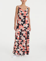 Gonna lunga con geometric pattern in Ecoseta Marroni Donna - Ragno