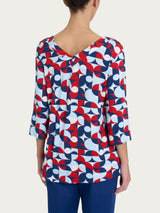 Blusa con scollo a V e geometric pattern in Viscosa Summer Azzurri Donna - Ragno