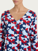 Blusa con scollo a V e geometric pattern in Viscosa Summer Azzurri Donna - Ragno