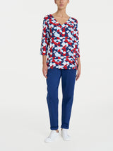 Blusa con scollo a V e geometric pattern in Viscosa Summer Azzurri Donna - Ragno