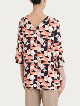 Blusa con scollo a V e geometric pattern in Viscosa Summer Marroni Donna - Ragno