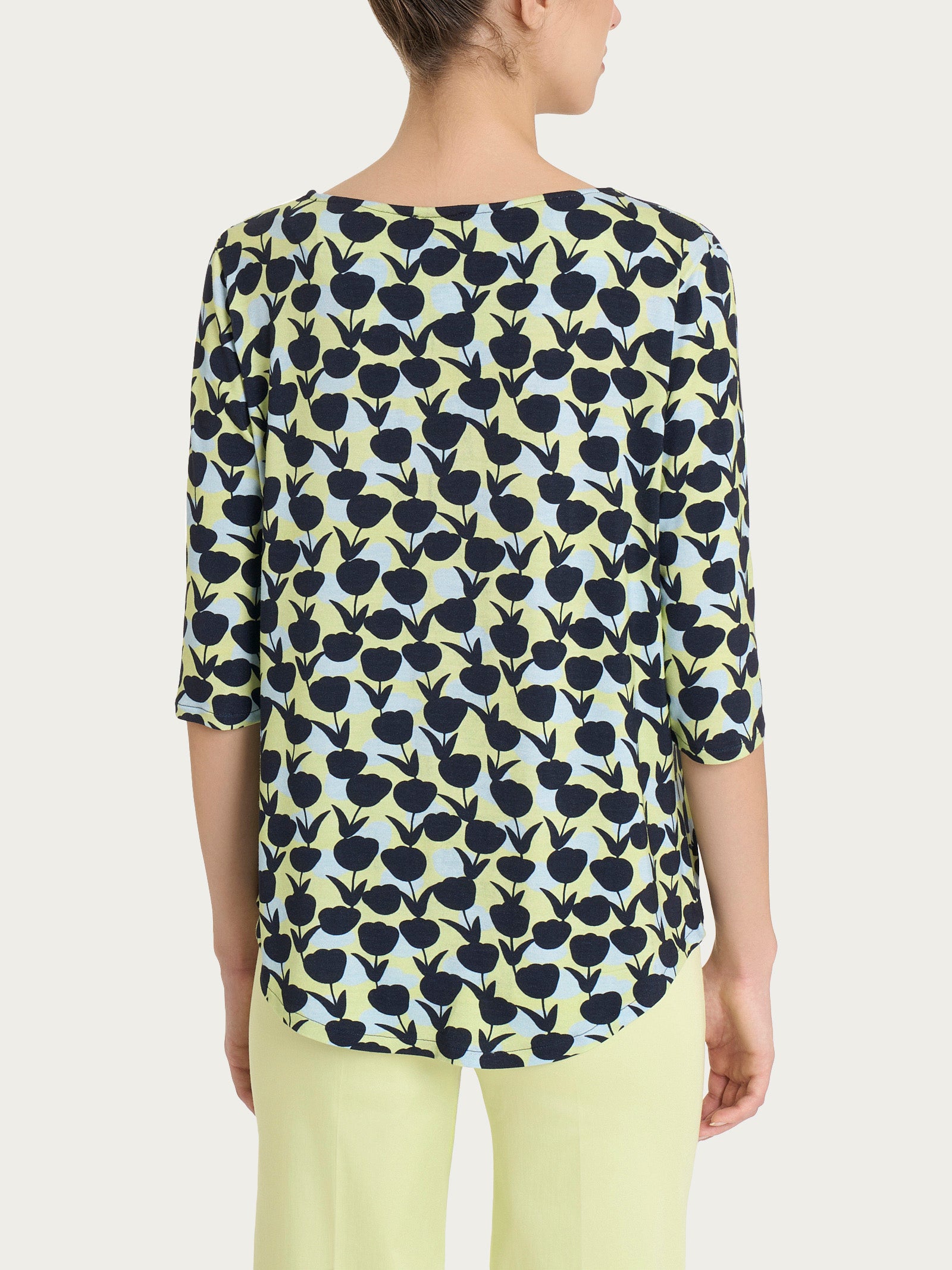 Maglietta girocollo con tulips pattern in Viscosa Summer Verdi Donna - Ragno
