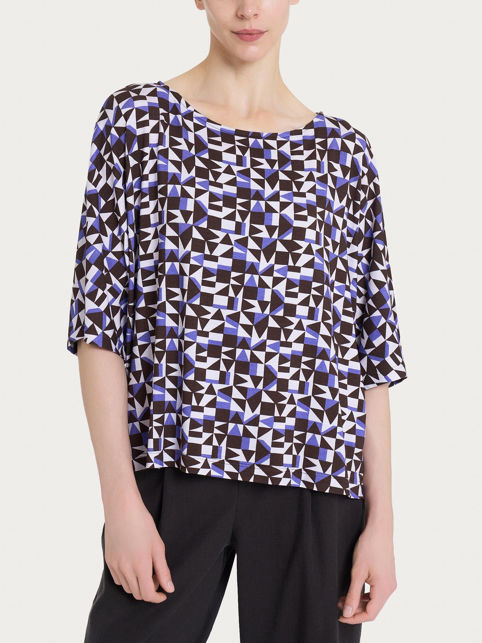 Jersey De cuello redondo con motivos geométricos En Viscosa Summer