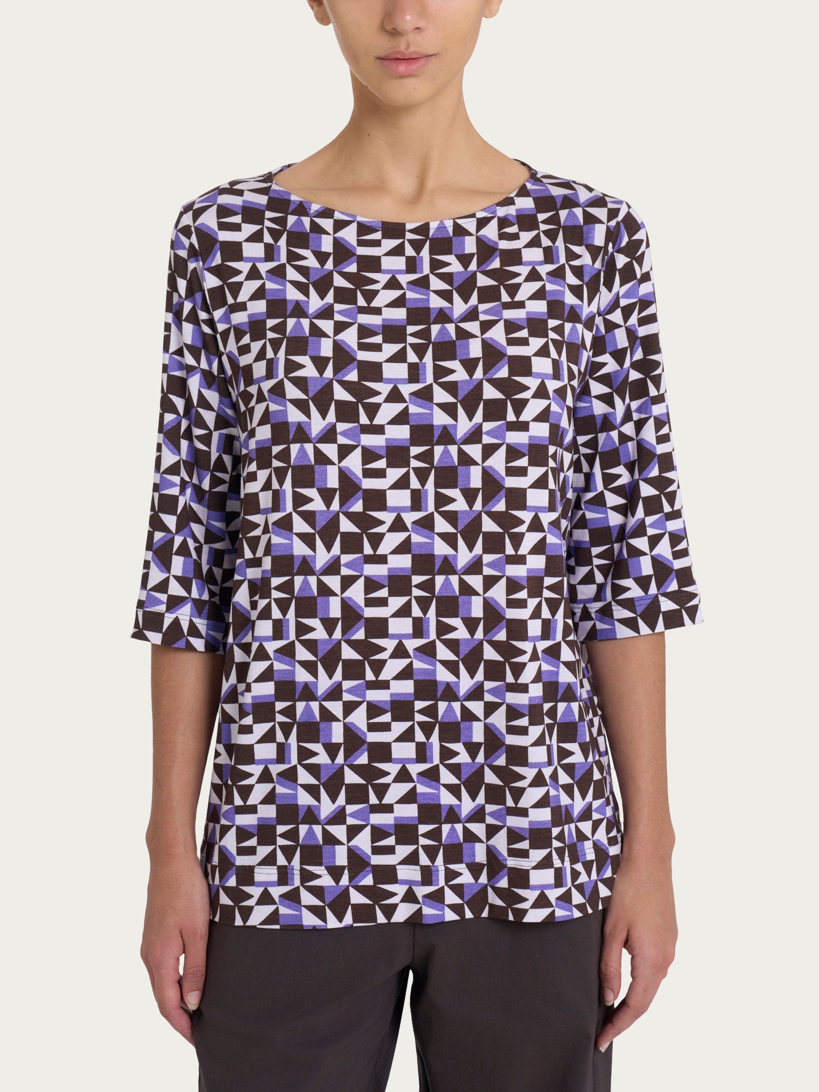 Jersey con escote barco y estampado geométrico En Viscosa Summer  Thistle