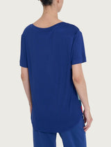 Maglietta con scollo a barchetta e geometric pattern in Misto Viscosa Blu Donna - Ragno