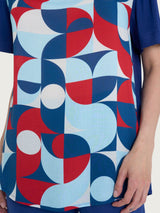 Maglietta con scollo a barchetta e geometric pattern in Misto Viscosa Blu Donna - Ragno
