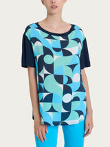 Maglietta con scollo a barchetta e geometric pattern in Misto Viscosa Verdi Donna - Ragno