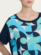Maglietta con scollo a barchetta e geometric pattern in Misto Viscosa Verdi Donna - Ragno