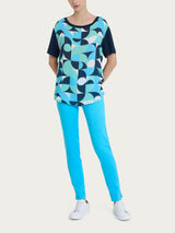 Maglietta con scollo a barchetta e geometric pattern in Misto Viscosa Verdi Donna - Ragno