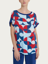 Maglietta con geometric pattern in Misto Viscosa Blu Donna - Ragno