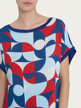 Maglietta con geometric pattern in Misto Viscosa Blu Donna - Ragno